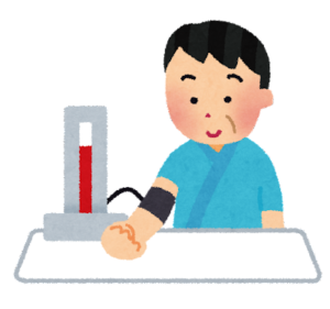 血圧を測る男性のイラスト
