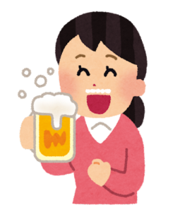 ビールを飲む女性のイラスト