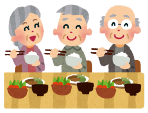 老人の食事のイラスト
