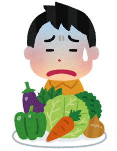 野菜が苦手な子供のイラスト