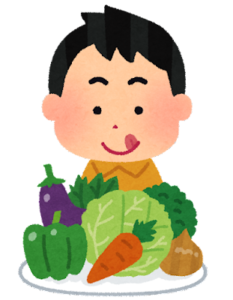 野菜をたくさん食べる人のイラスト