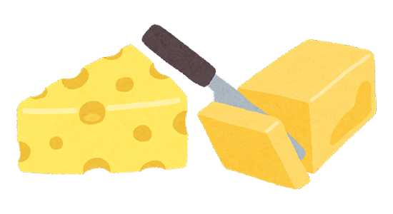 固めのチーズ、バターのイラスト