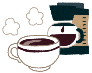 コーヒーカップとコーヒーメーカー