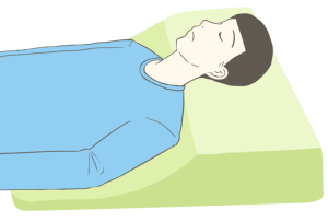 斜めの枕で寝る男性のイラスト
