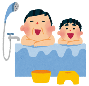 親子の入浴のイラスト
