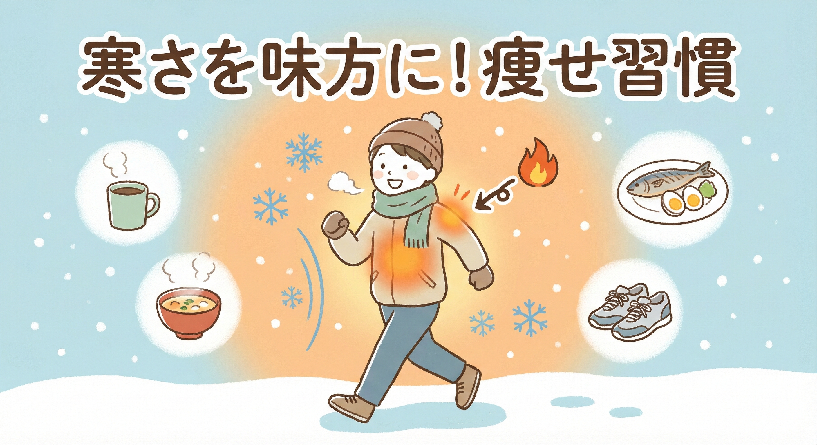 冬の痩せ習慣をイメージさせるイラスト