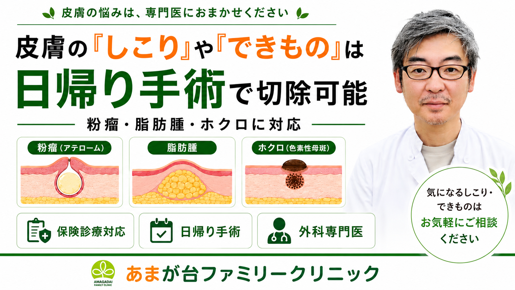 耳のしこり・粉瘤日帰り手術