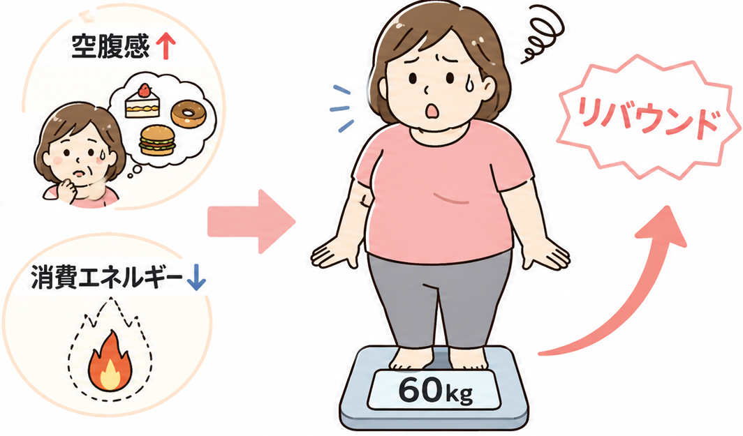 リバウンドしてしまう理由、消費エネルギーや食欲の増大