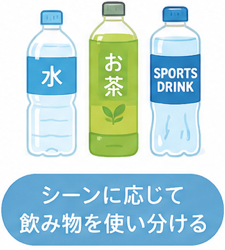 スポーツドリンクと水を使い分けるイメージ