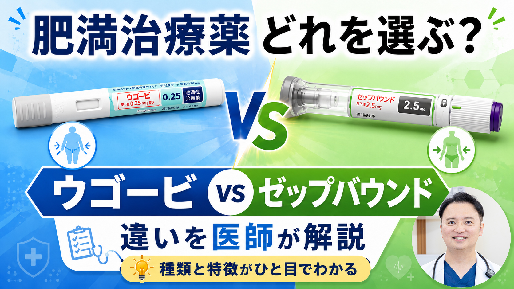 肥満治療薬にはどんな種類がある？ウゴービとゼップバウンドの違いを医師が解説
