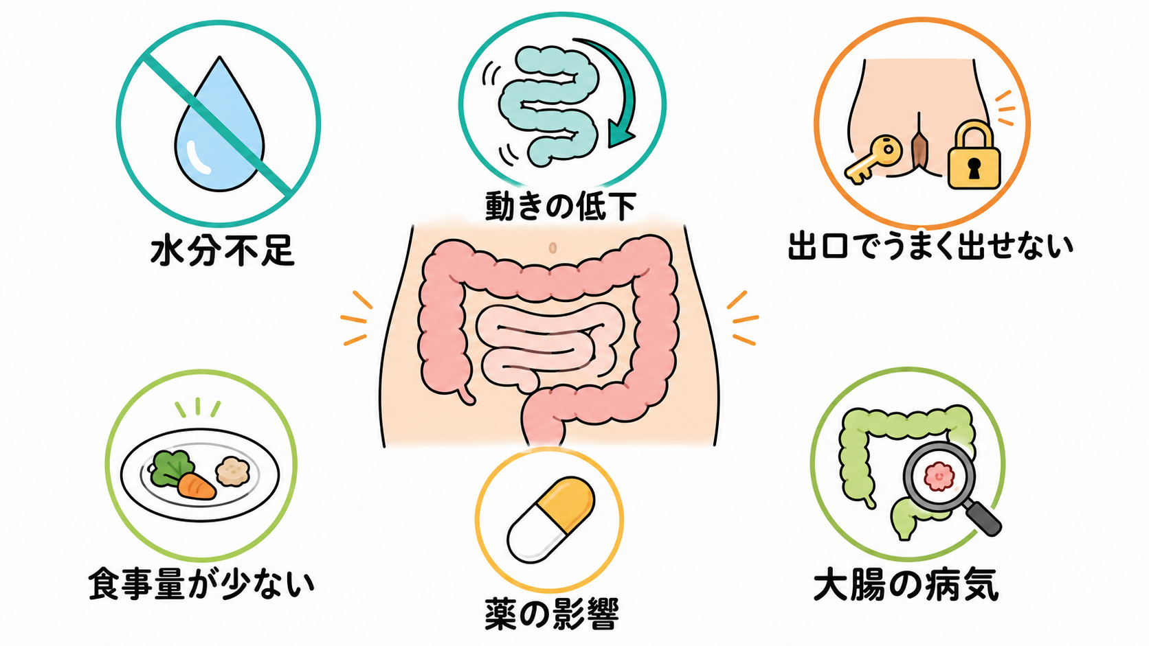 便が硬くなる・動きの低下など便秘の6つの原因